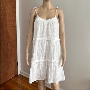 LOFT Clip Bow Ruffle Swing Dress White Size S T